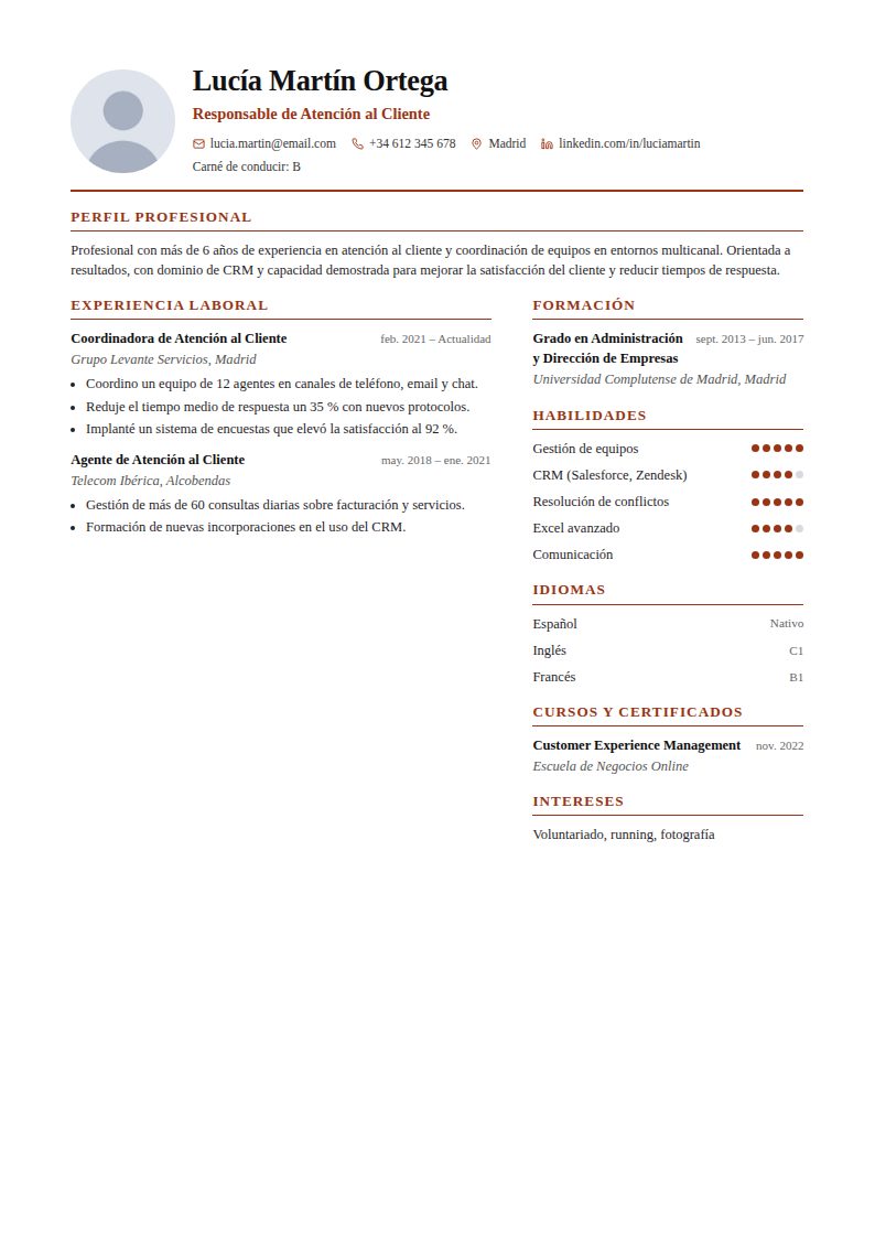 Plantilla de currículum Oviedo