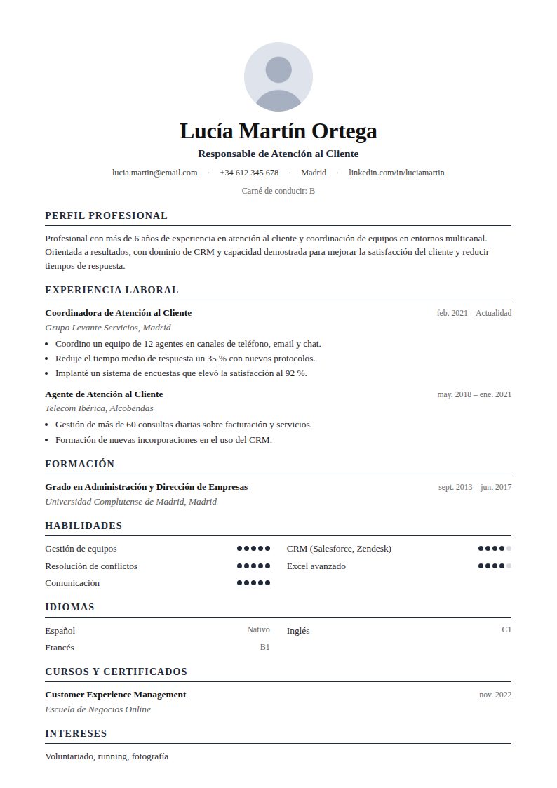 Plantilla de currículum Toledo