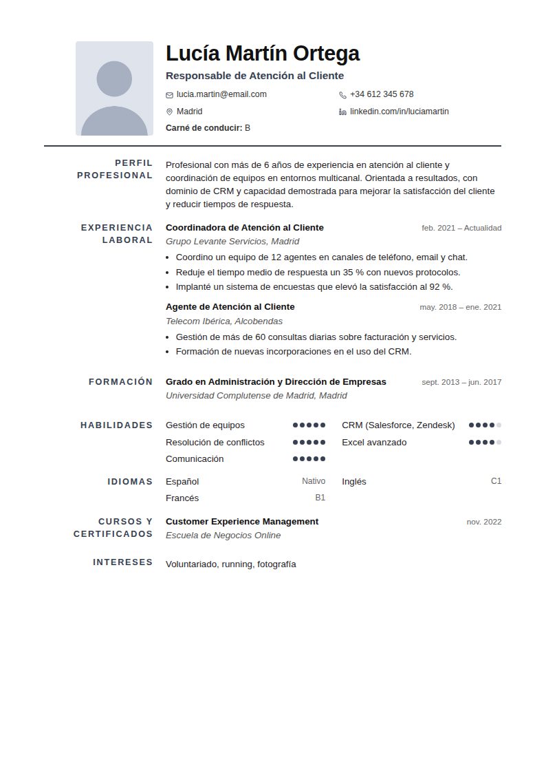 Plantilla de currículum Zaragoza